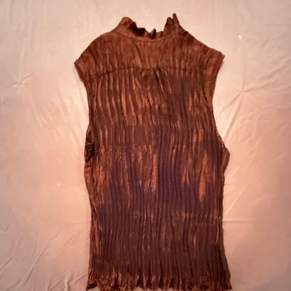 Jaipur Brown Sleeveless Ruched Blouse W/ Rhinestone Buttons Size Medium - Picture 2 of 9